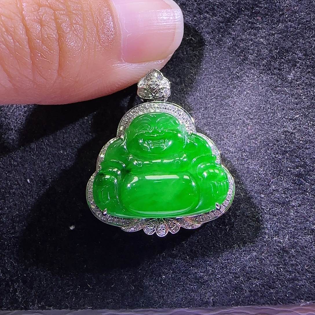 翡翠18K金镶嵌吊坠(不含链)