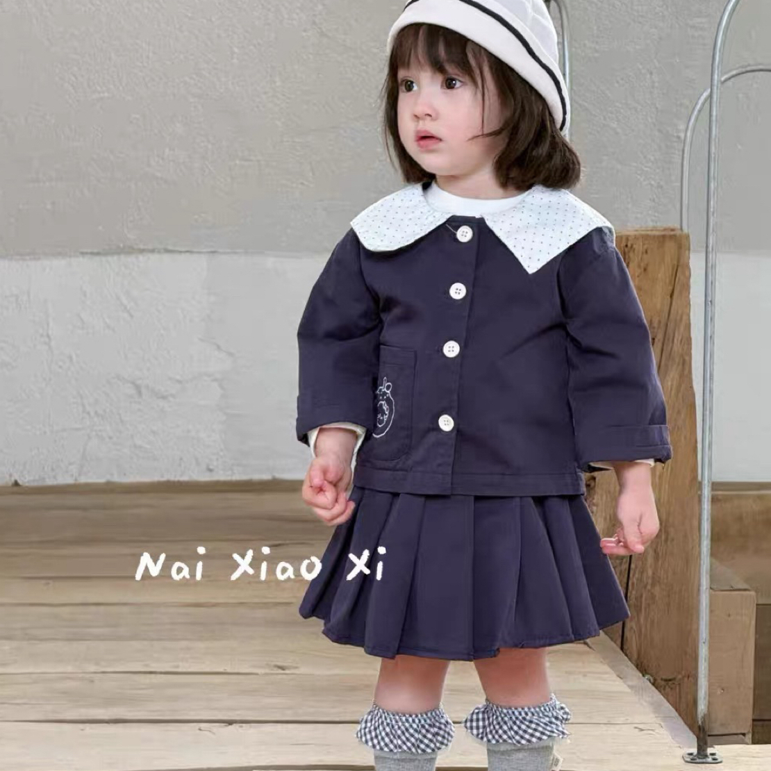 女纯色常规韩版秋季套装百褶校服西装制服直播间扣号