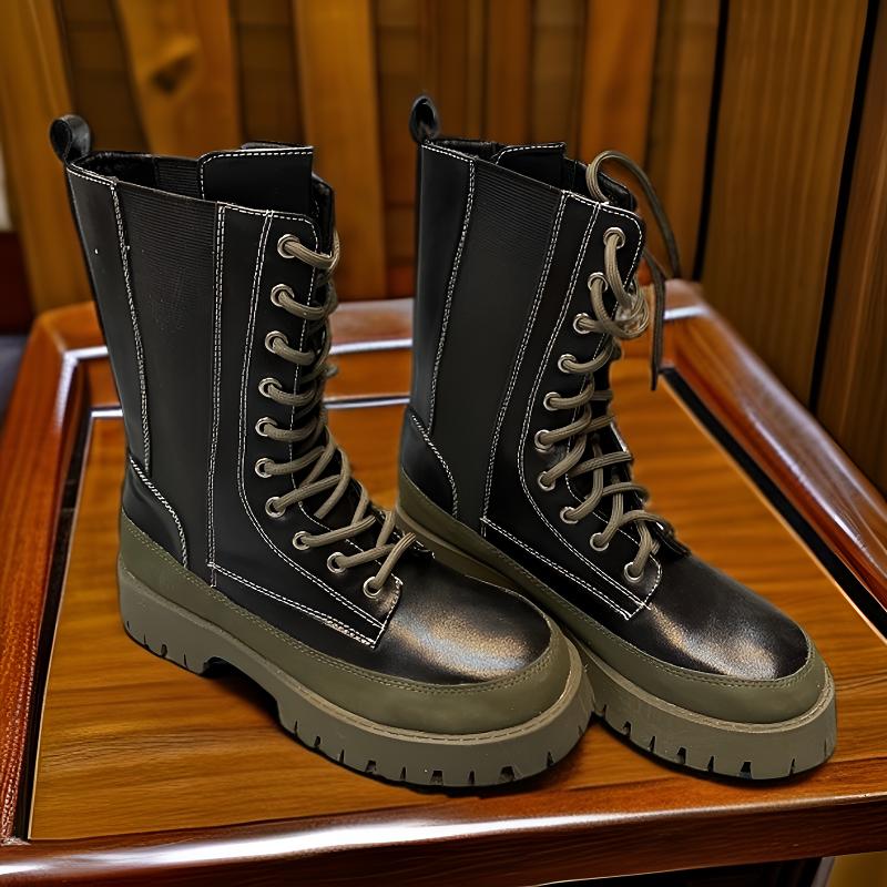 福利款女款马丁靴单靴春秋高帮厚底个性百搭显瘦黑色轻微瑕