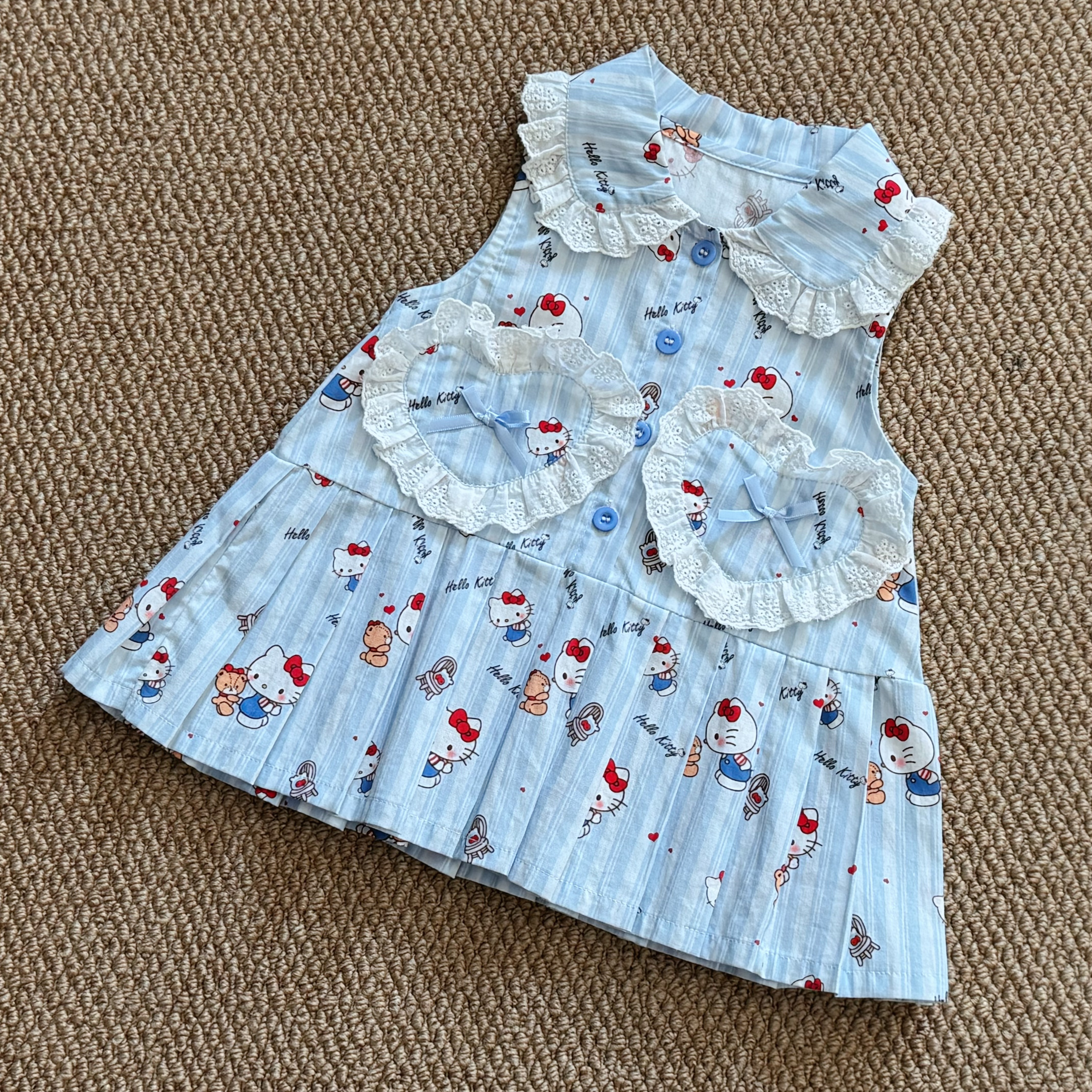 女童连衣裙夏款女宝宝可爱卡通KT百褶裙连衣裙56049