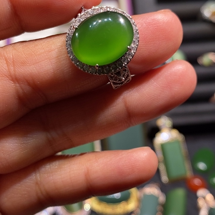 和田玉（碧玉）银S925镶嵌颈饰