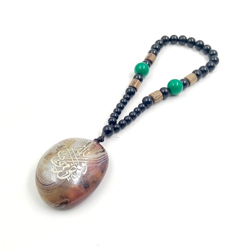 天然玛瑙石车挂手盘手串回民饰品经文刻字阿文装饰品