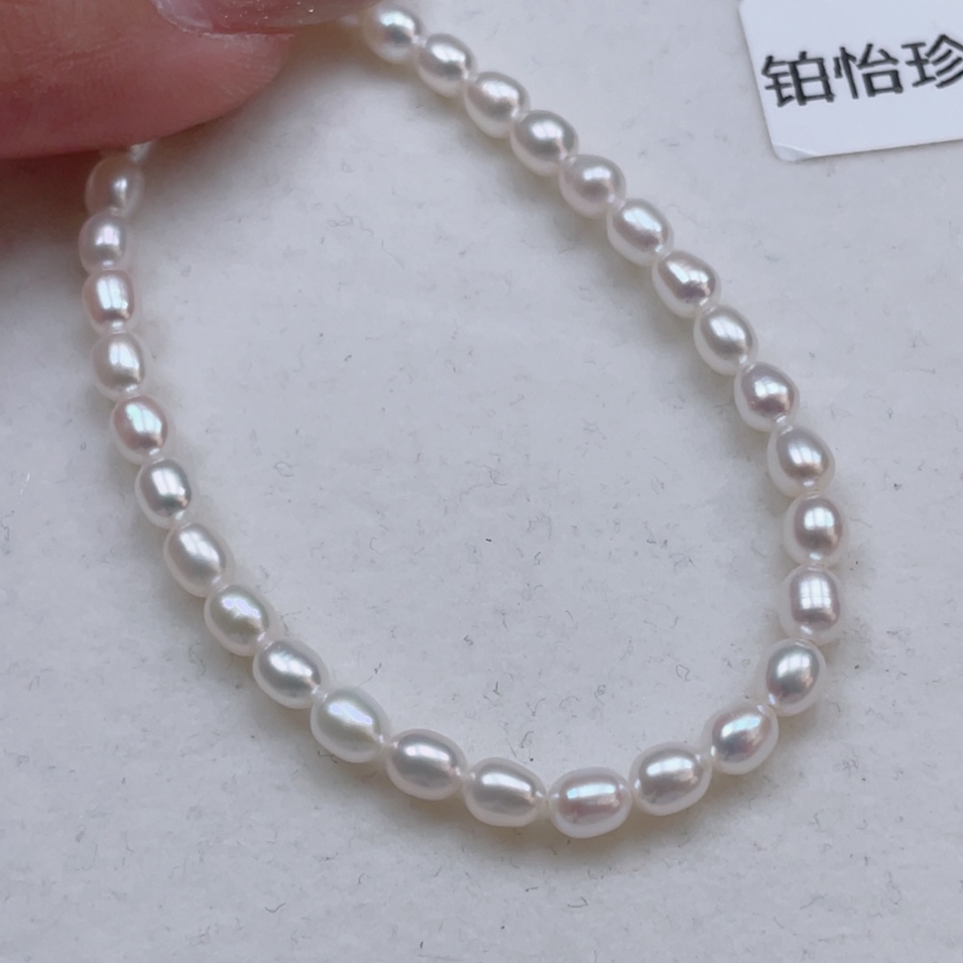 手绳银S925镶嵌淡水珍珠4-5