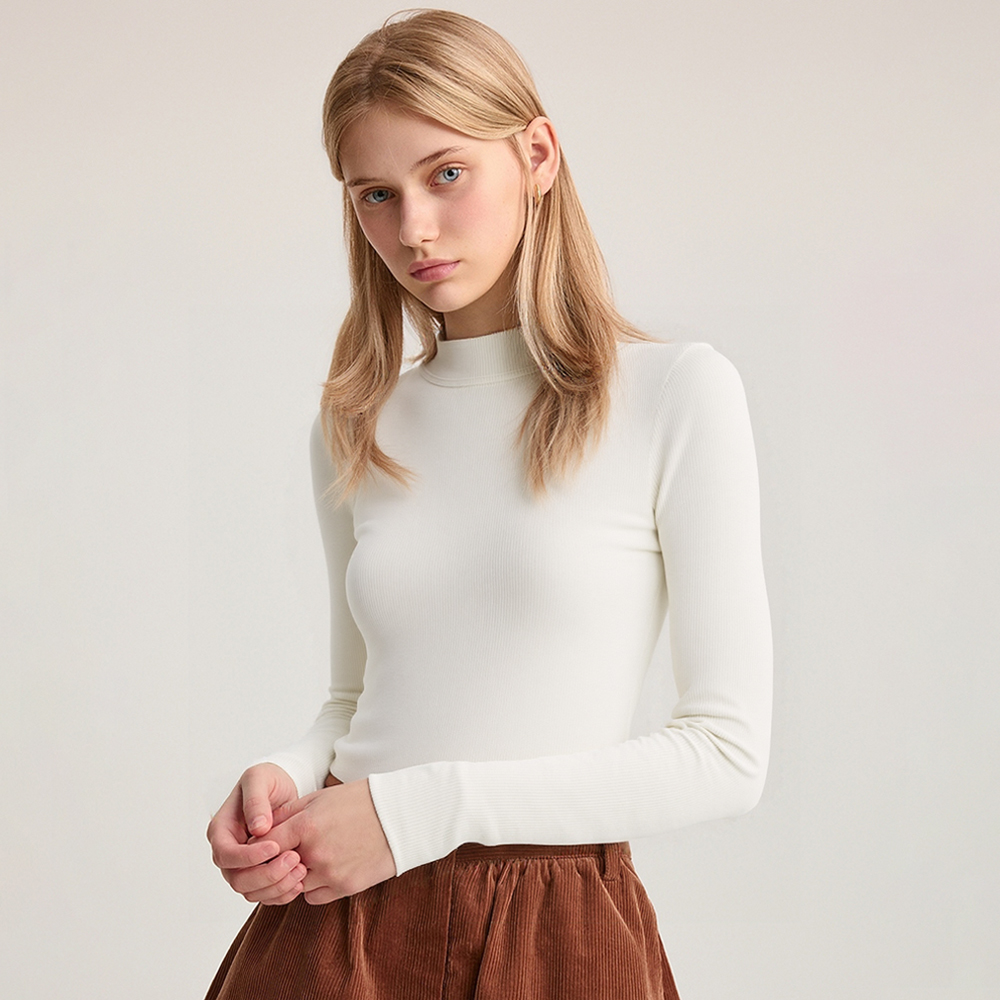 【叠穿神器】小立领百搭长袖加绒保暖打底衫155005