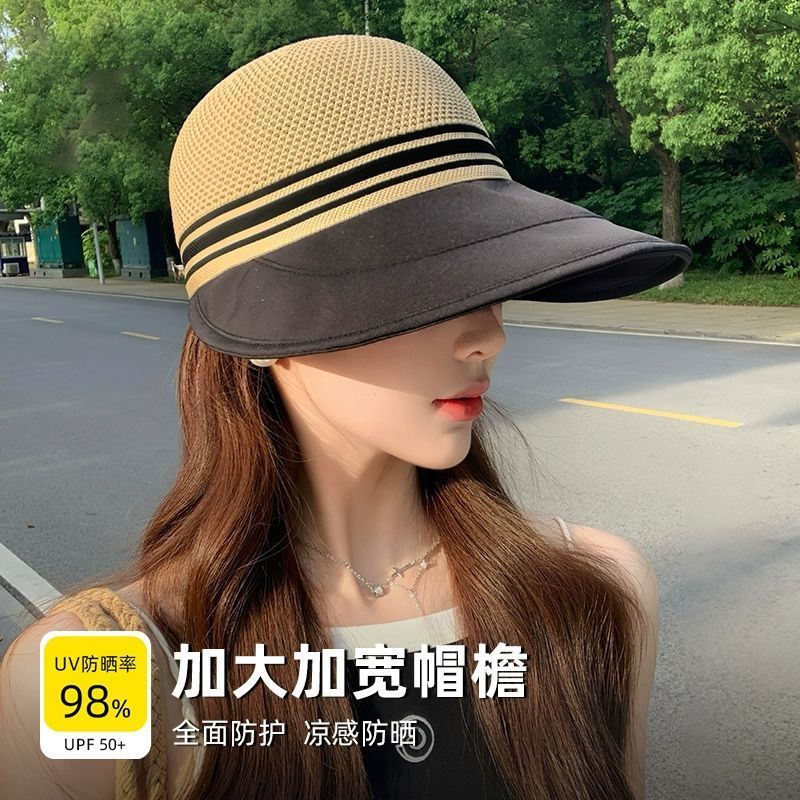 夏季新款镂空透气渔夫帽女可挂口罩户外遮阳防晒扎马尾时尚鸭舌帽