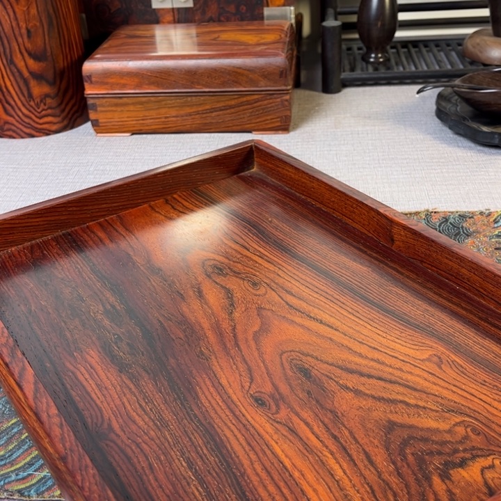 贡木微凹黄檀文盘收纳盘