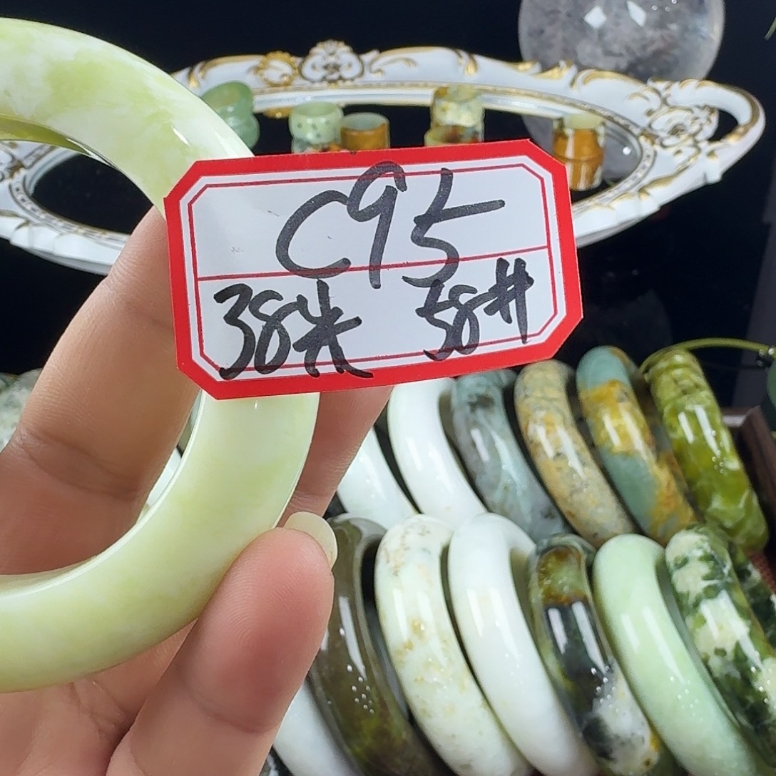 无***愿蛇纹石玉合金戒指