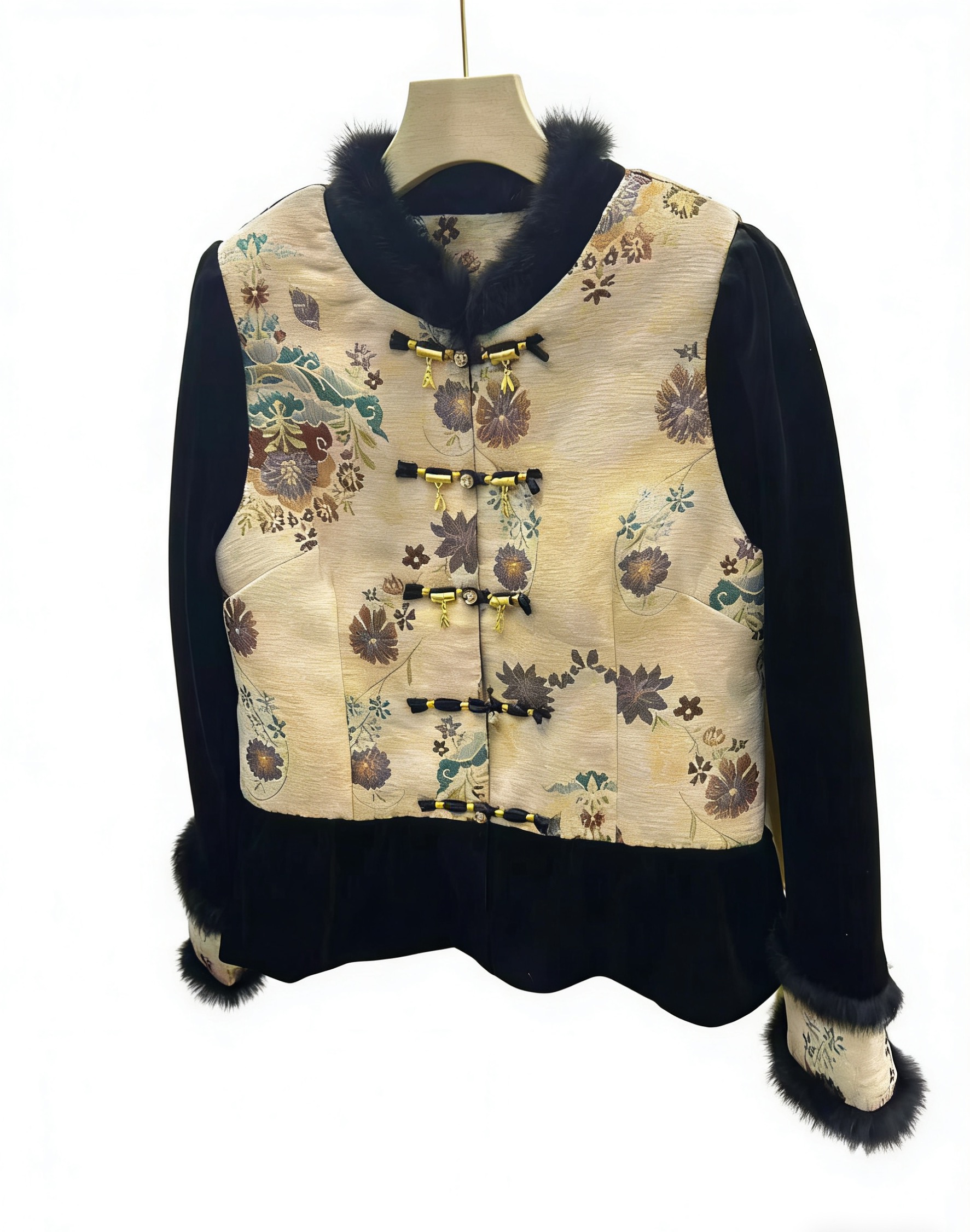 民族风时尚套装设计师女装棉服上衣双面印花