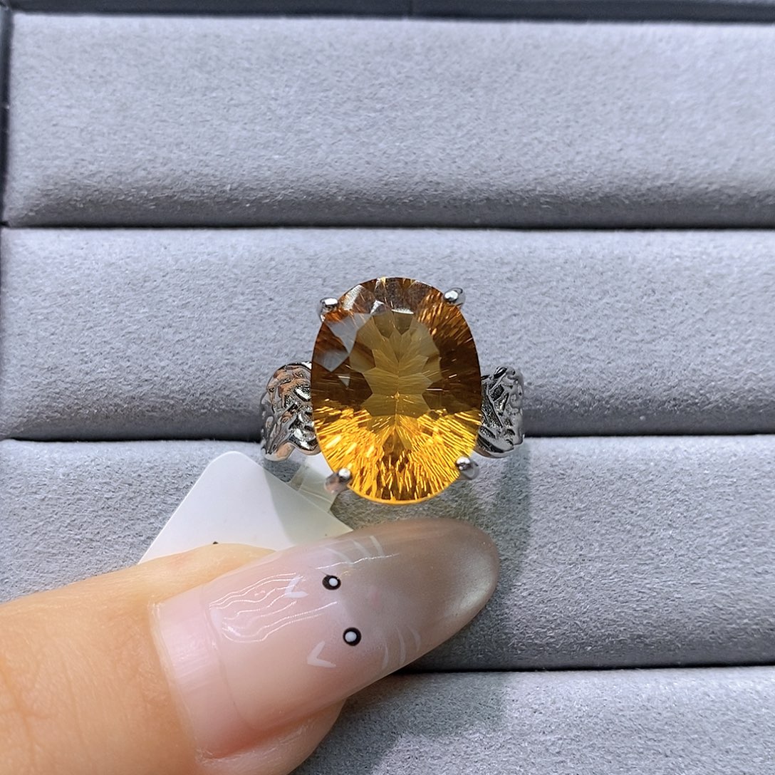 锦****银S925镶嵌水晶珠宝半成品纯天然无优化黄水晶Q假一赔十