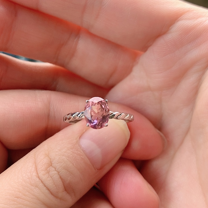 碧玺戒指银S925镶嵌纯天然