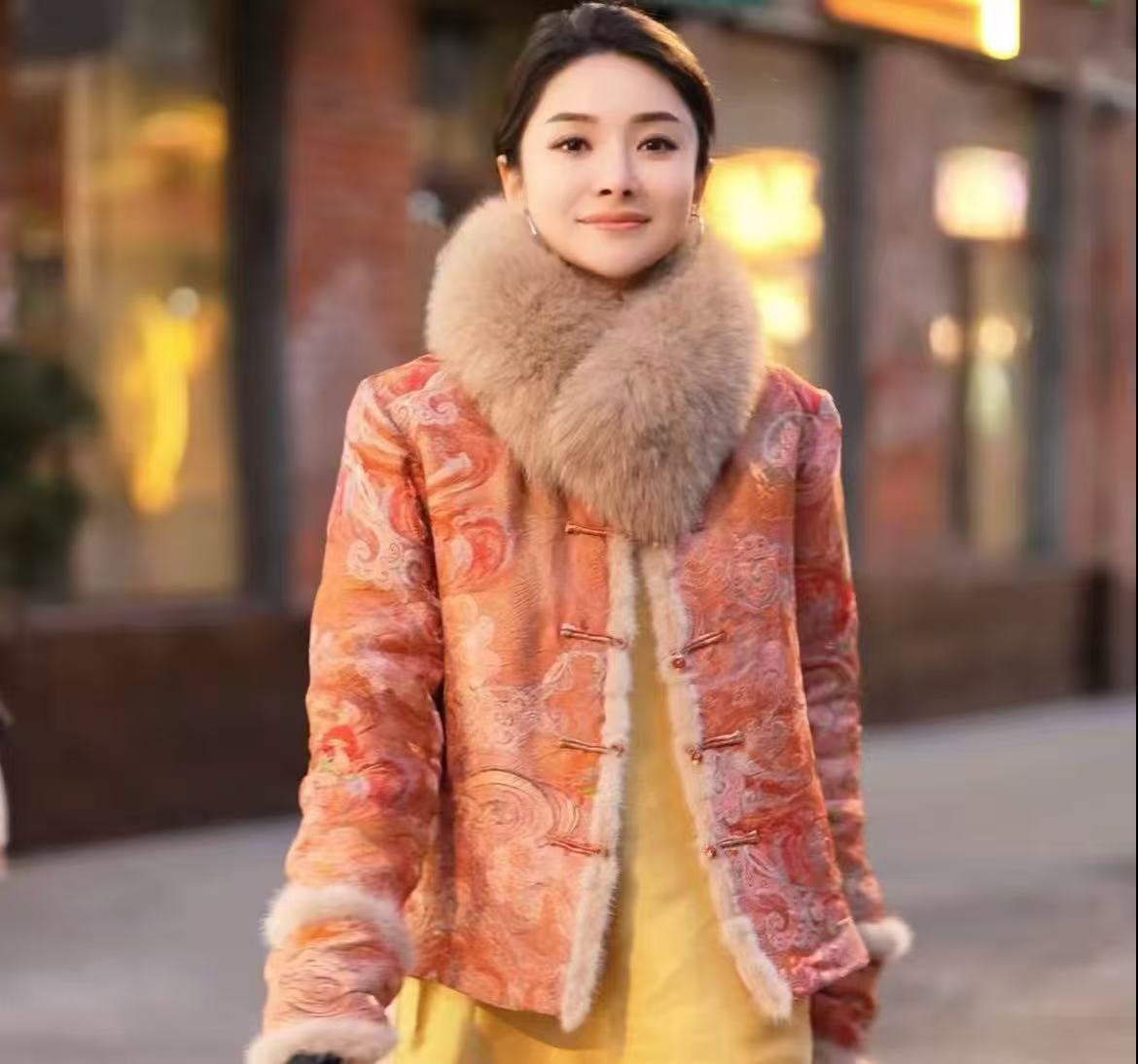 【一潮家】冬季国风气质女士加棉对襟外套 19390