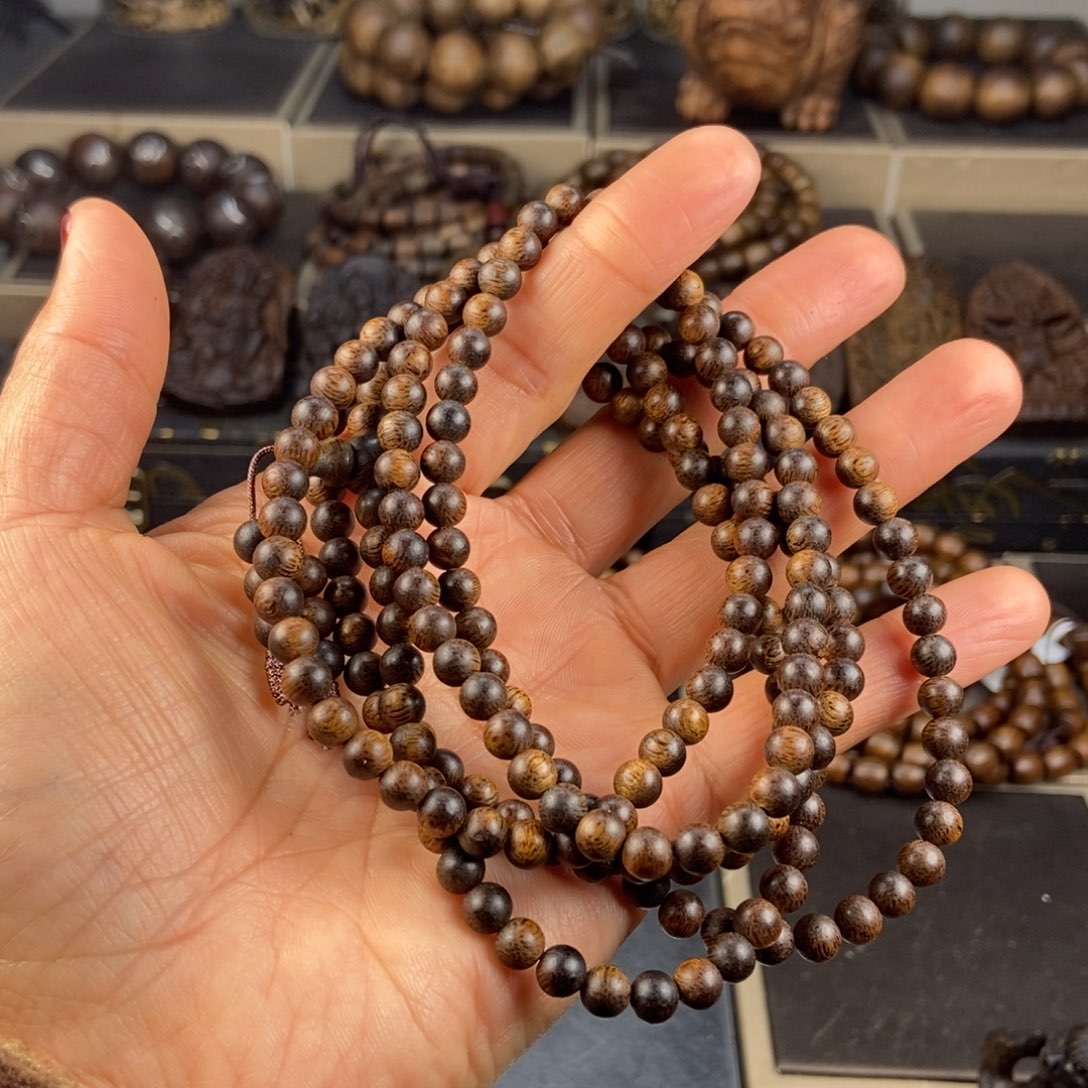 沉香手串天**星越南芽庄白棋