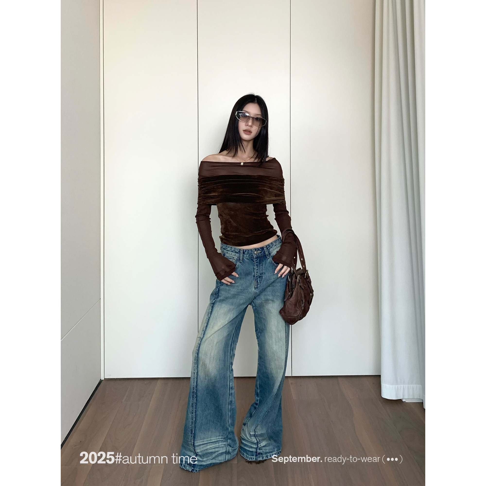 SUNONEONE 【时光凿痕】复古重工做旧解构分割阔腿牛仔裤女 D0332K