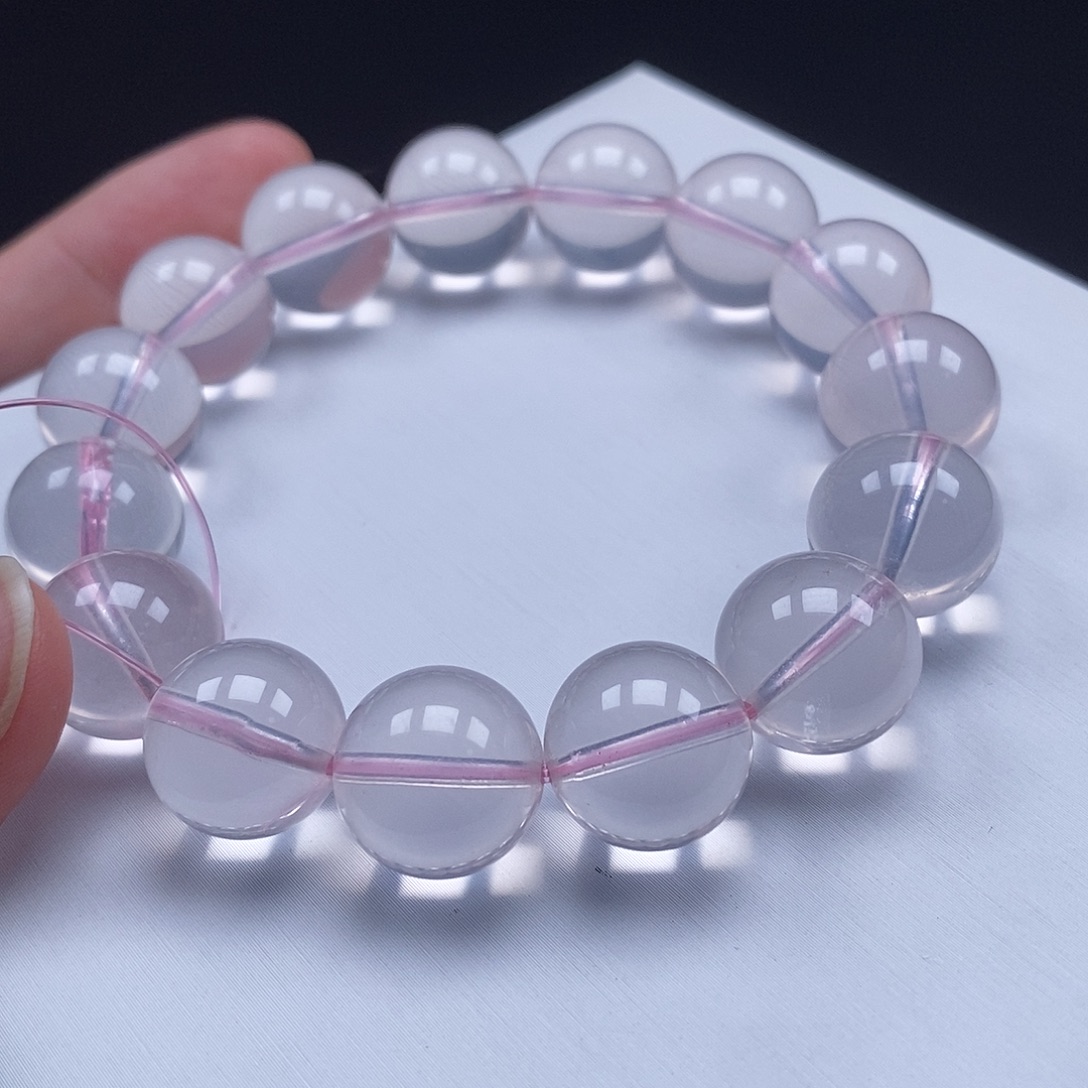 未镶嵌水晶手串14mm星光莫粉