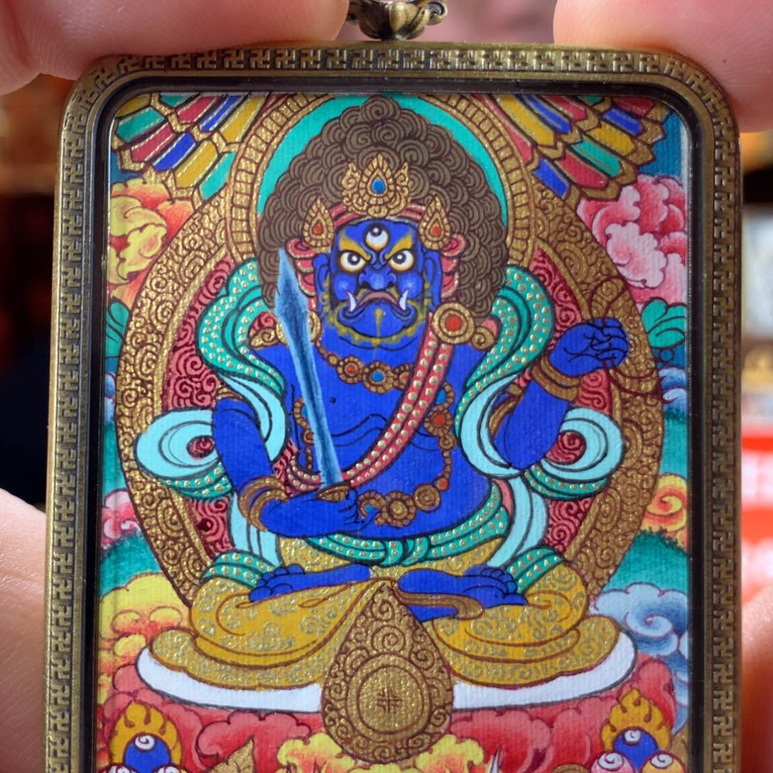 吊坠热贡纯手绘唐卡不动