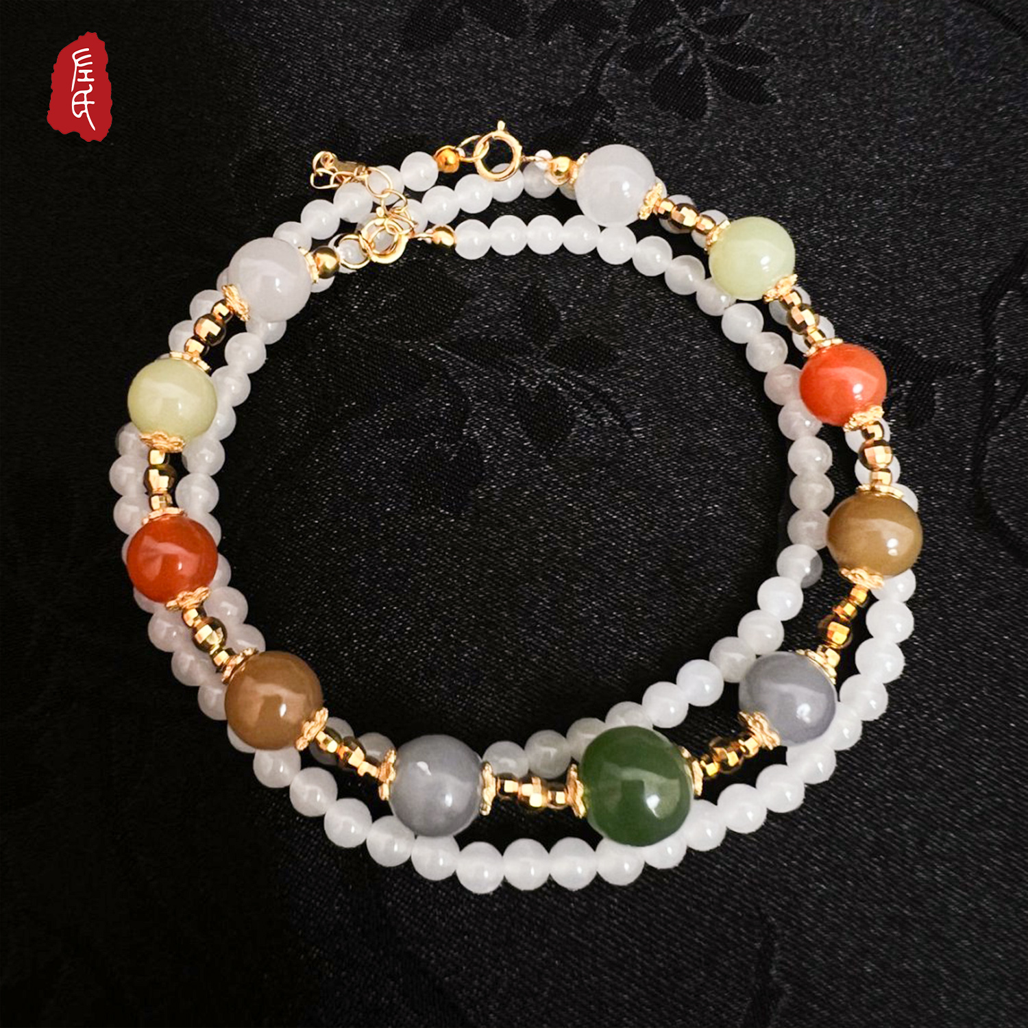 【左氏珠宝】2133和田玉多宝珠串项链手链两用款气质百搭款