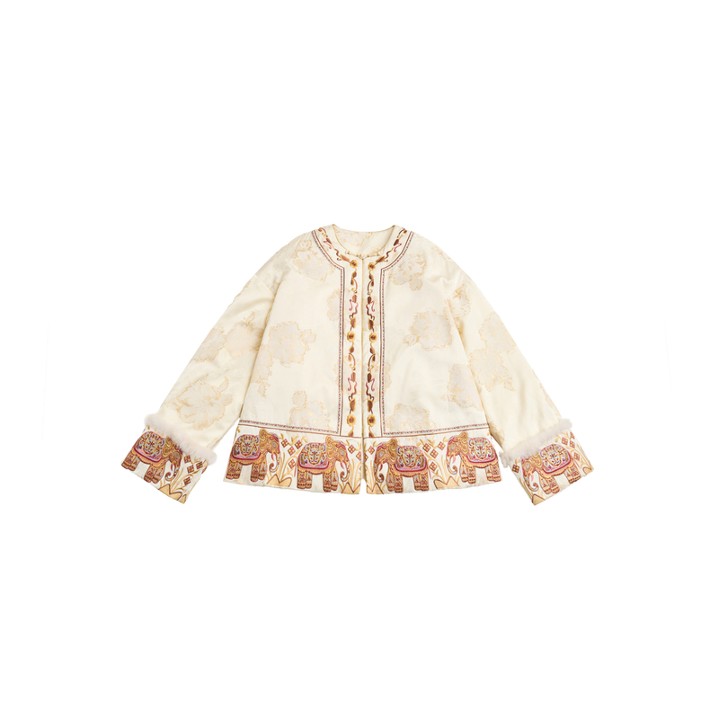 DY3323 织金提花新中式女冬季国风刺绣盘扣唐装外套厚