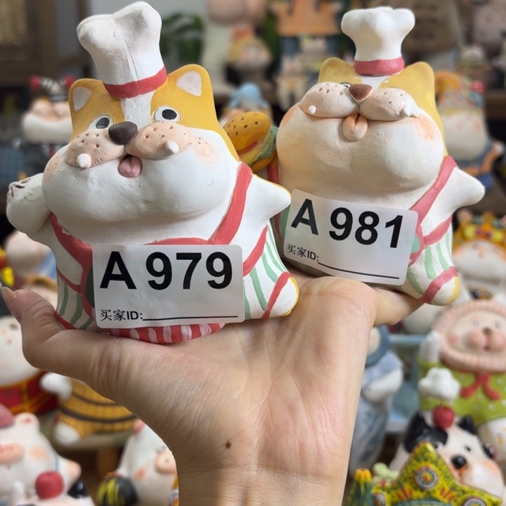 清***影陶土手捏陶艺摆件