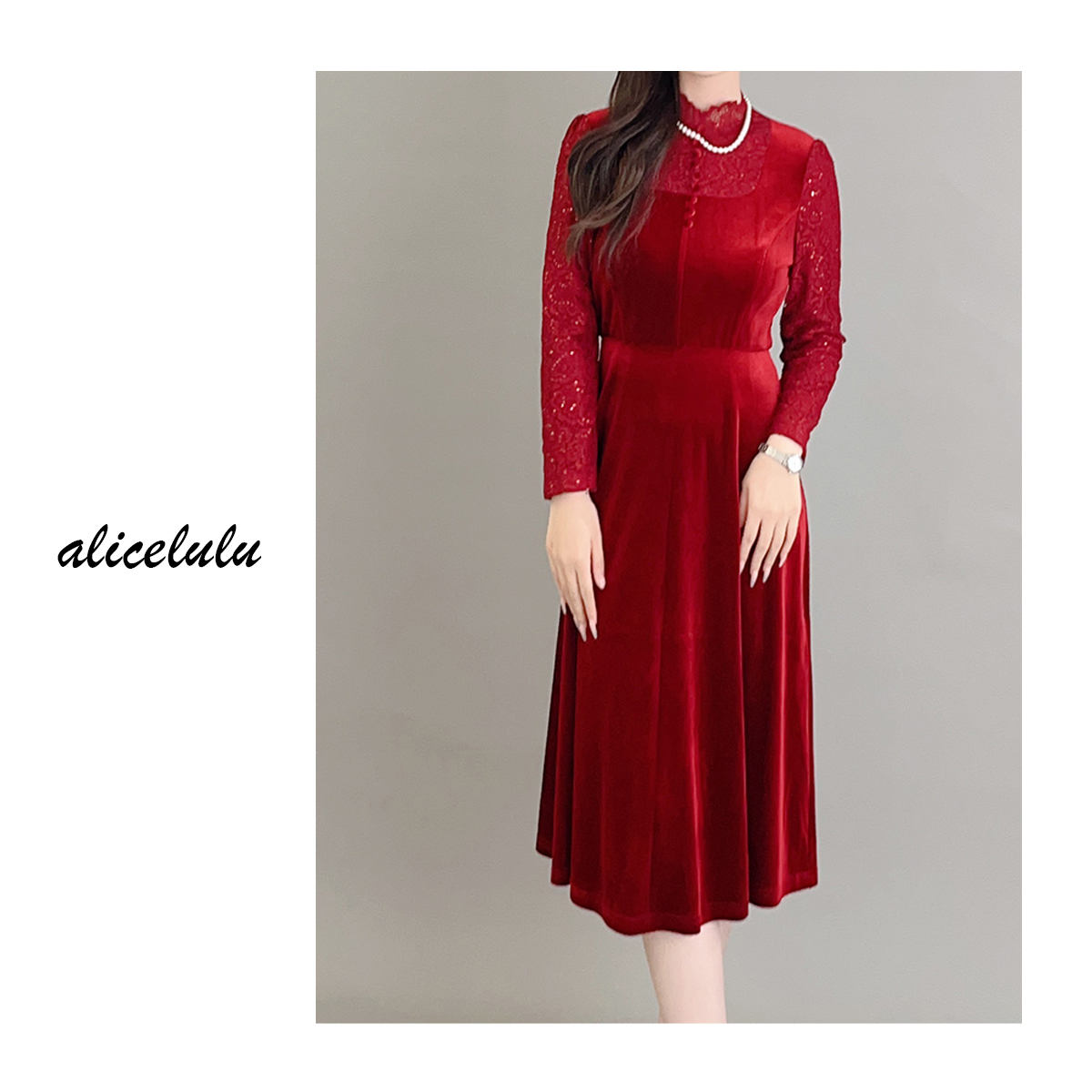1alicelulu“当红不让”礼服连衣裙亮片蕾丝 闪耀夺目 S1032819N