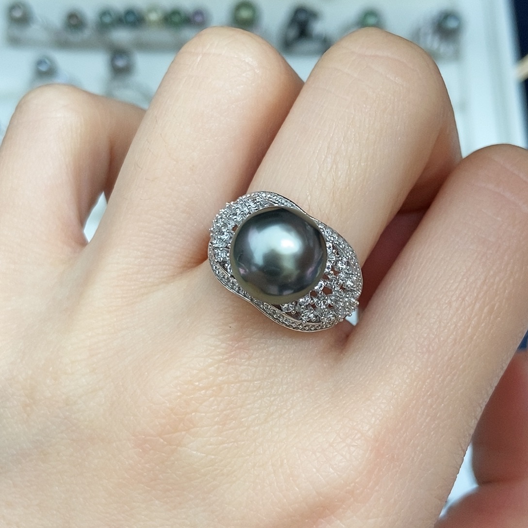 海水珍珠银S925镶嵌戒圈圣诞福利 不退换 