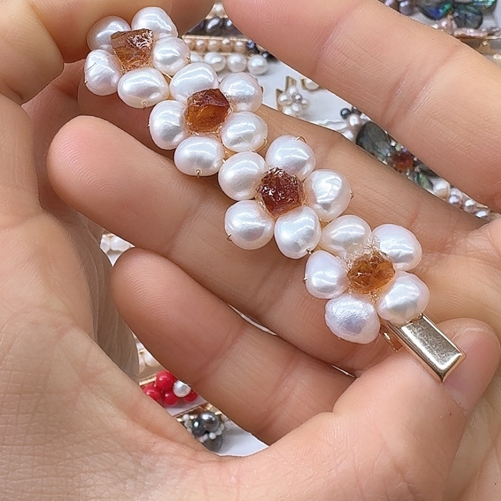 淡水珍珠发饰银S925镶嵌