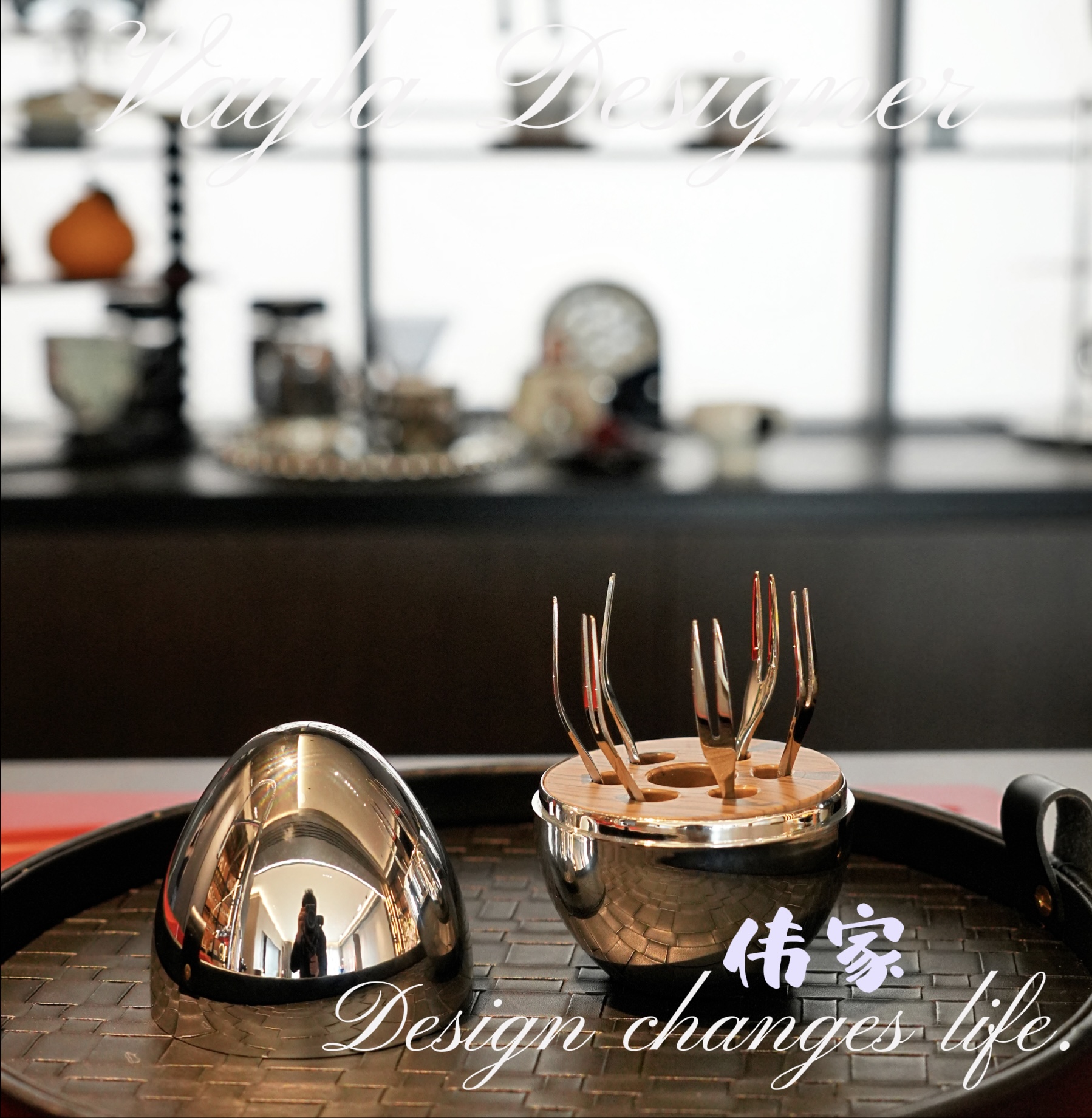 【精致款】ABS镜面餐具收纳蛋316L不锈钢加厚水果叉甜品勺6支礼盒装