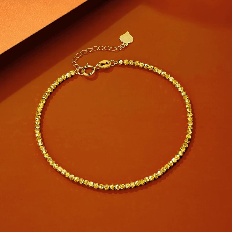 18k金闪耀蹦迪珠Au750手链闪耀2mm珠时尚精美生日礼物