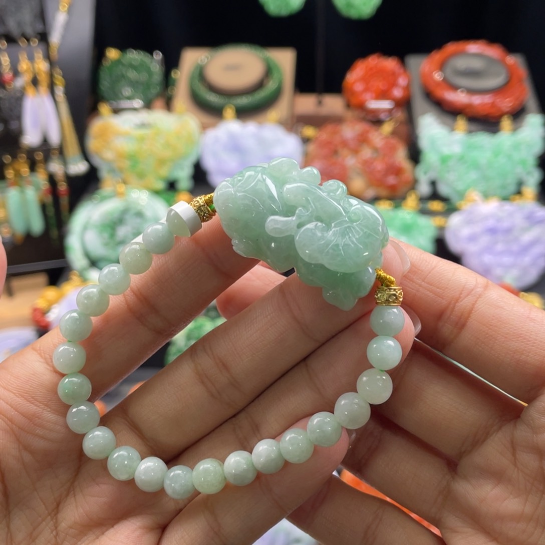 翡翠手链未镶嵌代编织