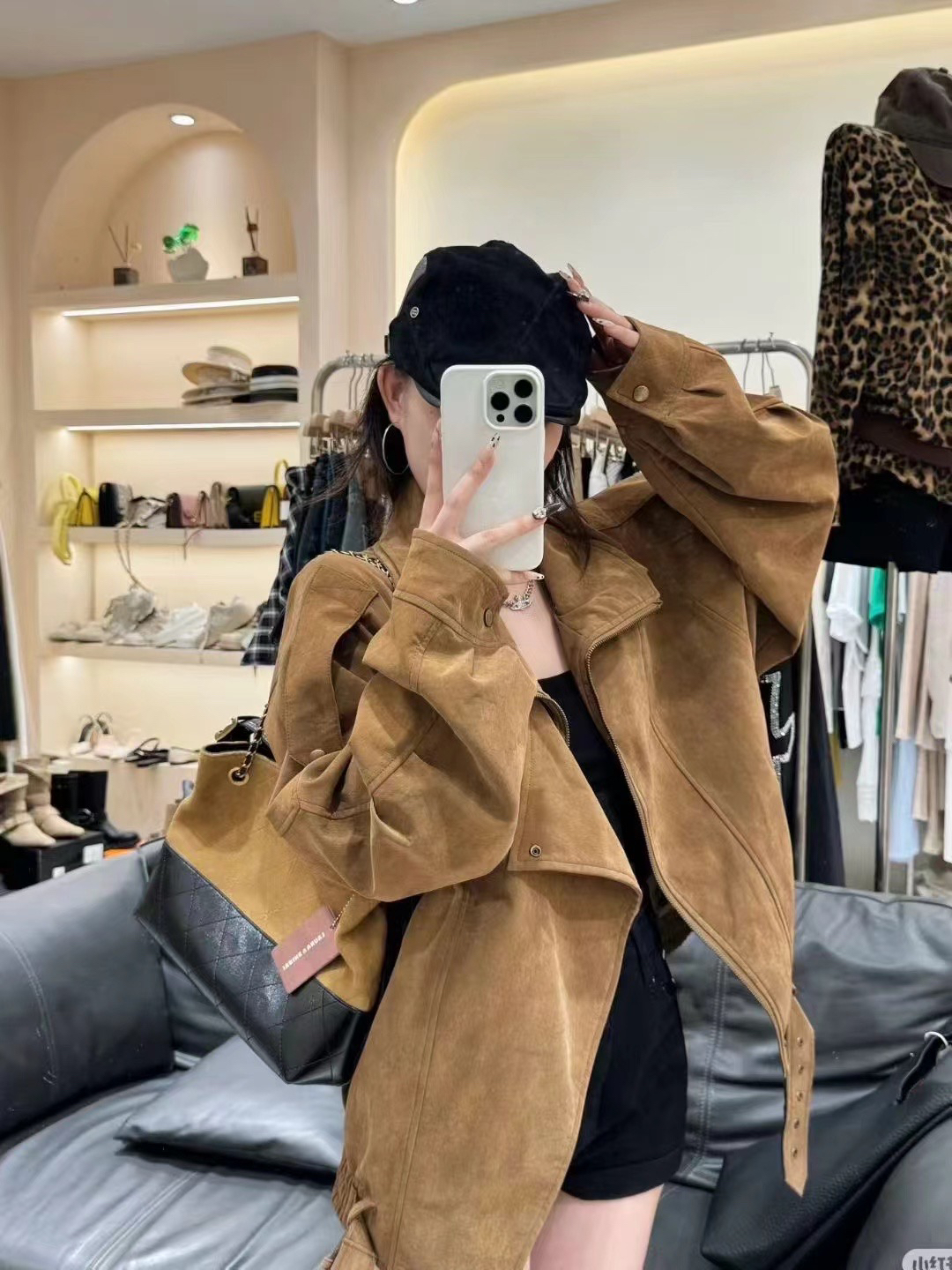 秋季慵懒风女拉链美拉德短外套宽松百搭卡其色网红