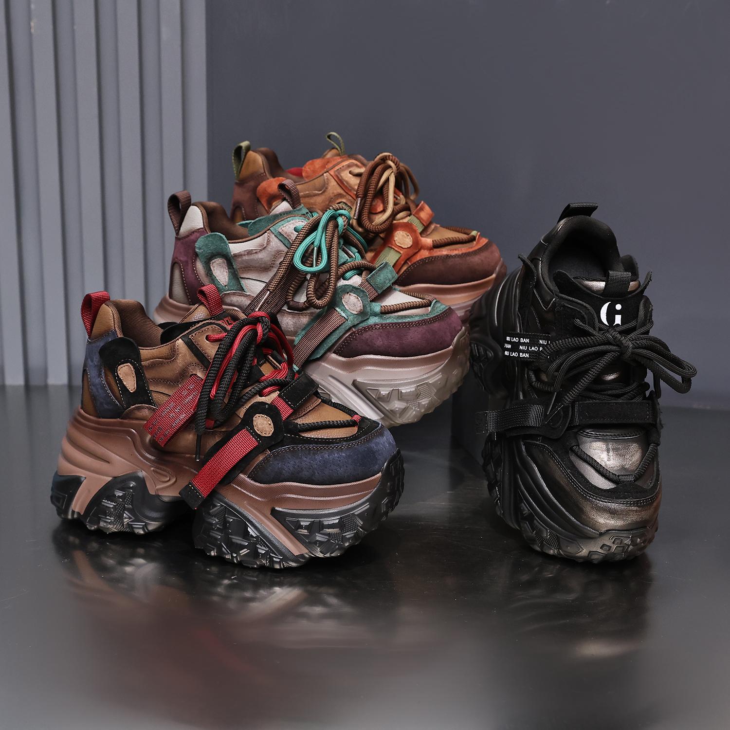 【Ly】【加绒/单里】欧洲站2025新款运动老爹鞋百搭水钻厚底增高女鞋