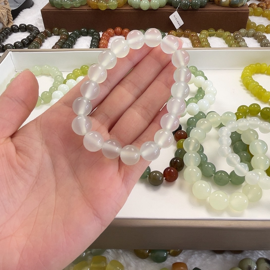 暖***呀蛇纹石玉未镶嵌手串