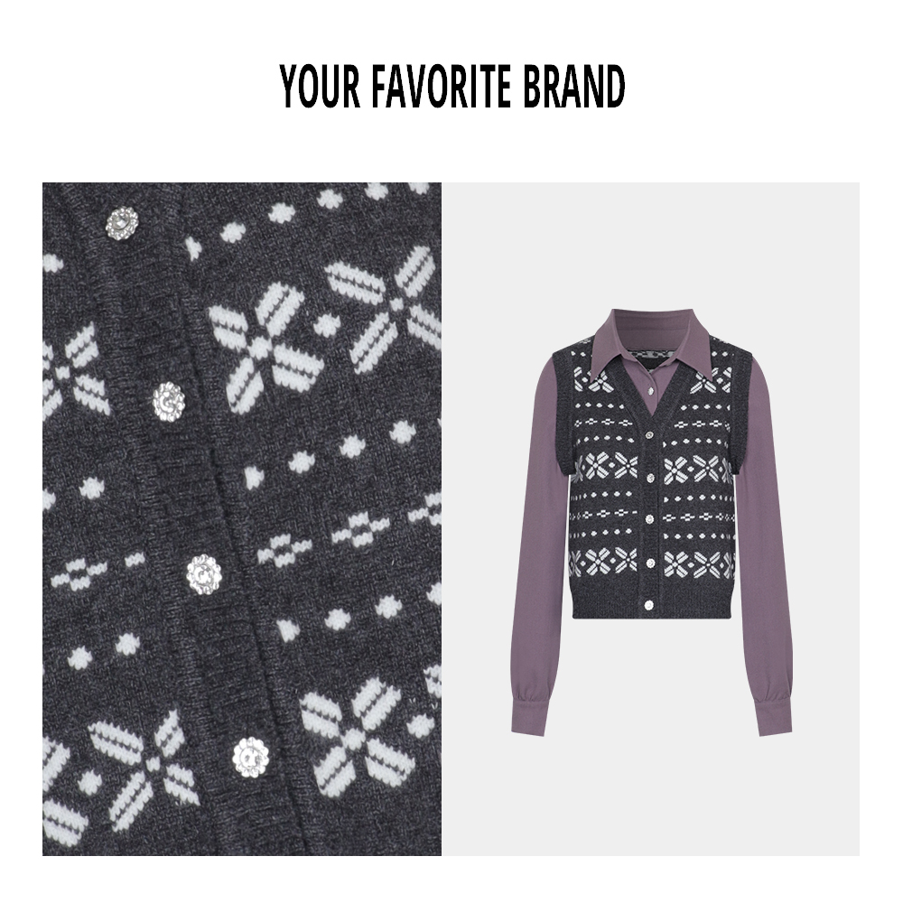 【芋泥麻薯】新款上新时尚百搭拼接针织上衣G25820026