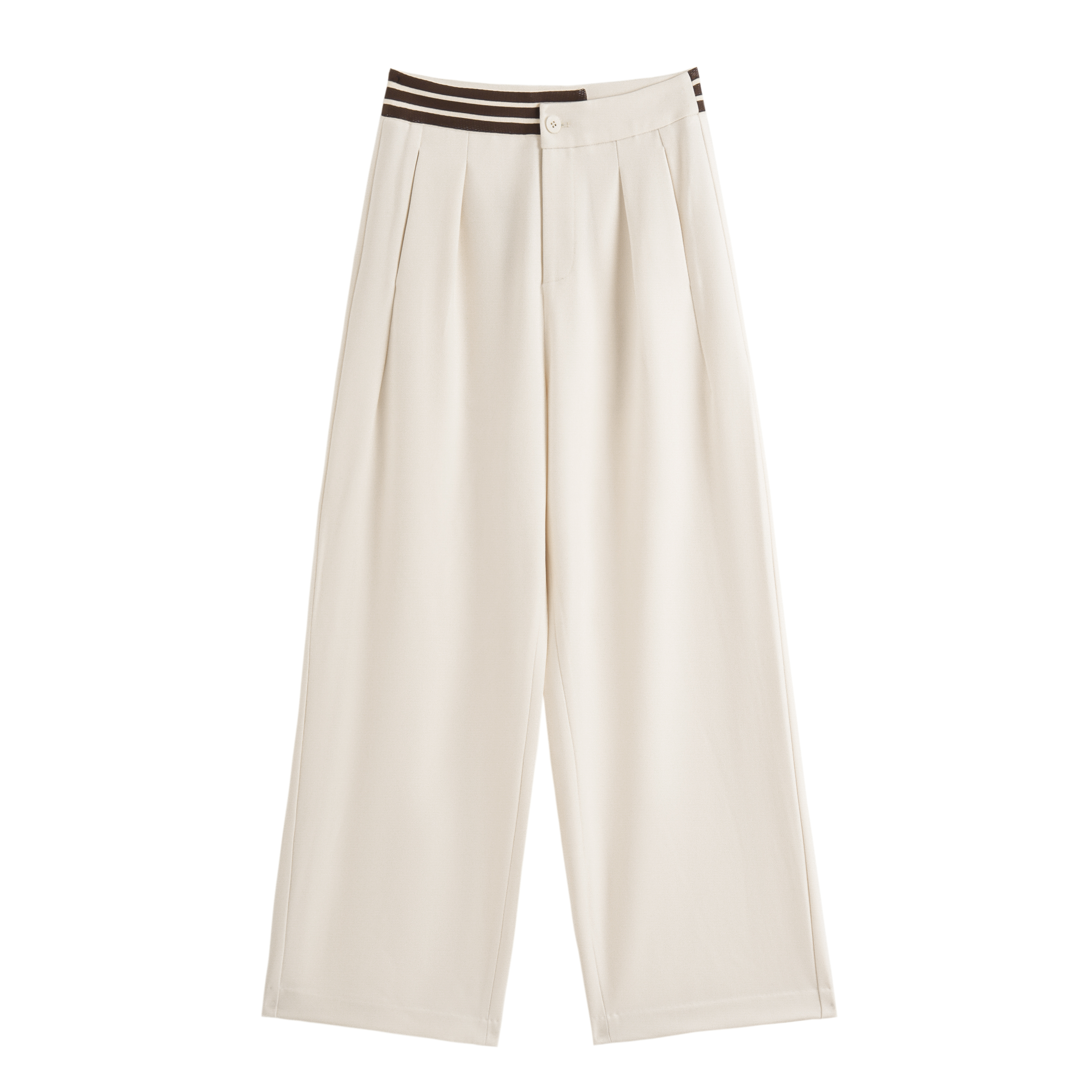 【西遇】春款高腰显瘦条纹镶色腰头直筒阔腿裤女K9070