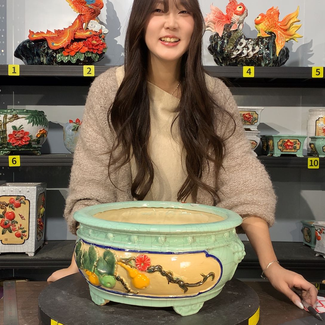 命***运高温烧制石湾花盆微瑕