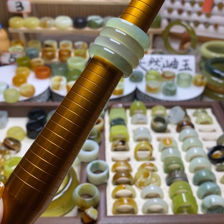深***蓝岫玉银S925镶嵌戒圈岫玉精品指环