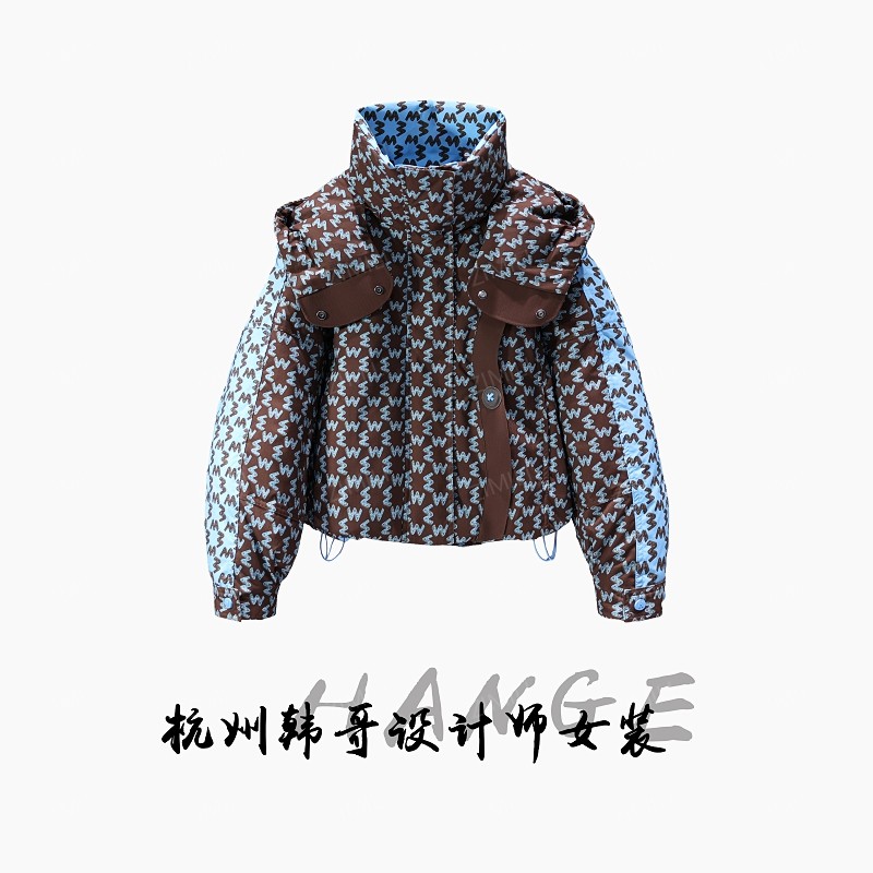 【韩哥女装】2025冬季新品栗棕色90绒高蓬松加厚连帽羽绒服265182-1