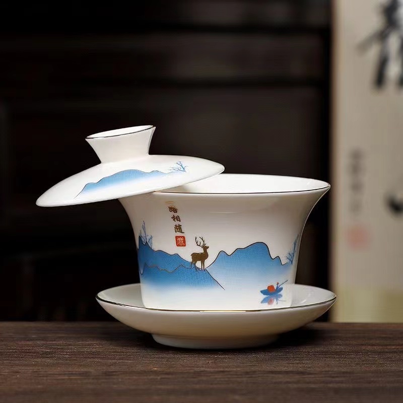 一路相随三才盖碗