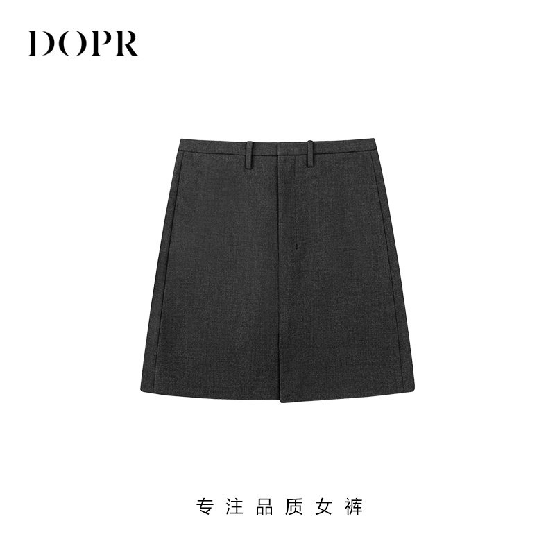 DOPR秋冬百搭设计感西装面料高腰显瘦净版A字裙22528