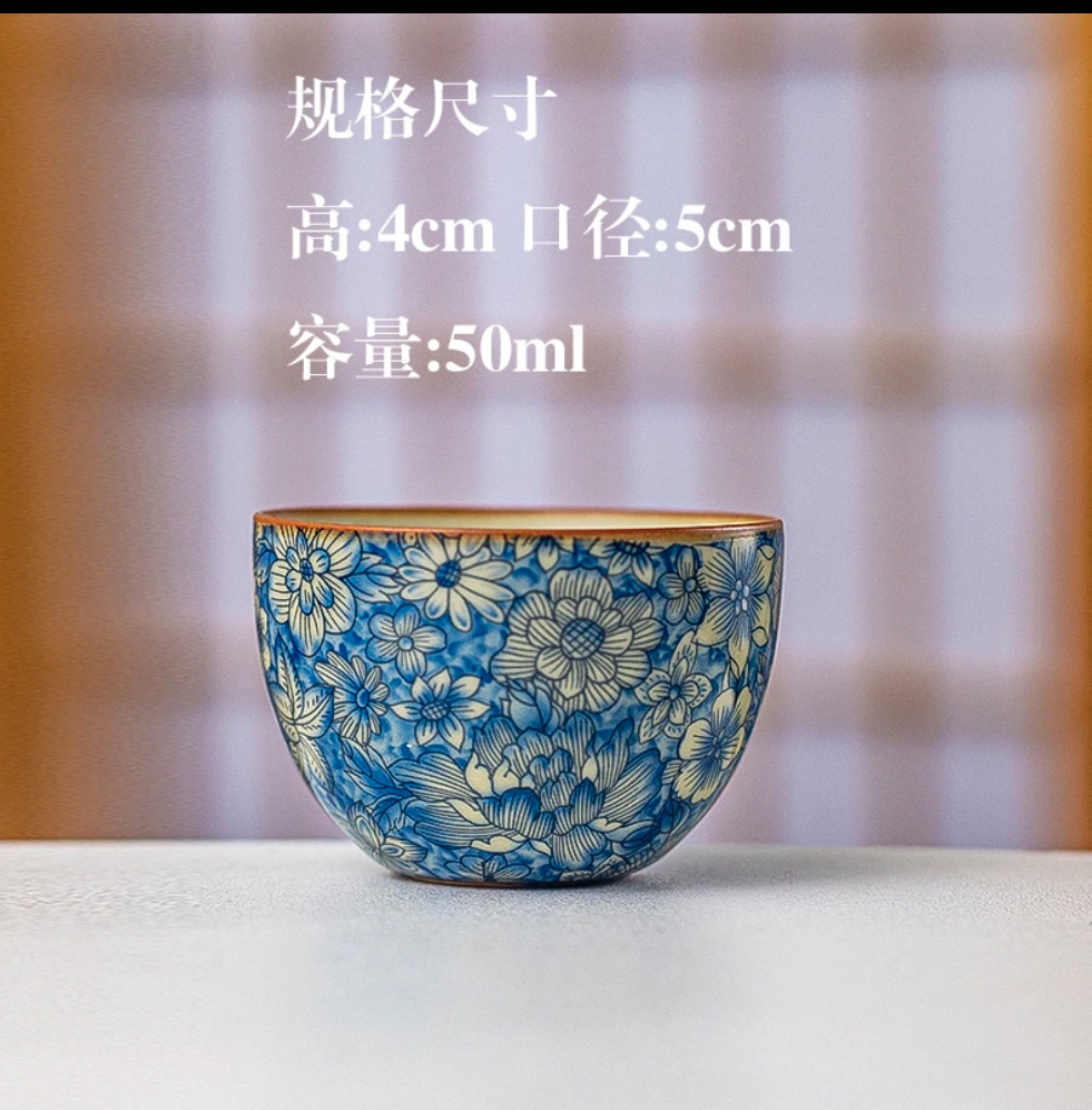 岑汝青花客杯40毫升品茗杯