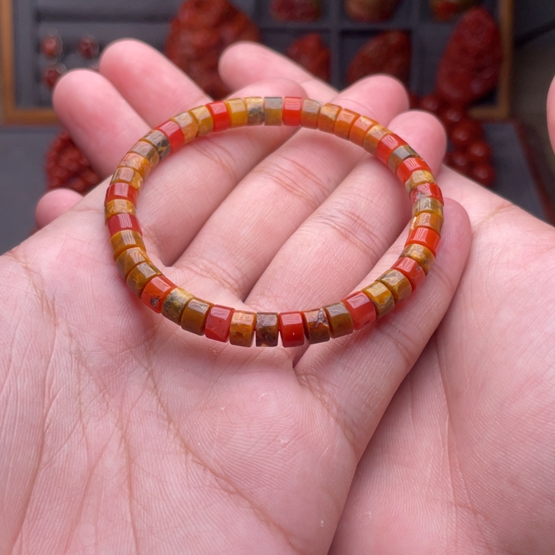 南红玛瑙未镶嵌配饰卡6mm包浆