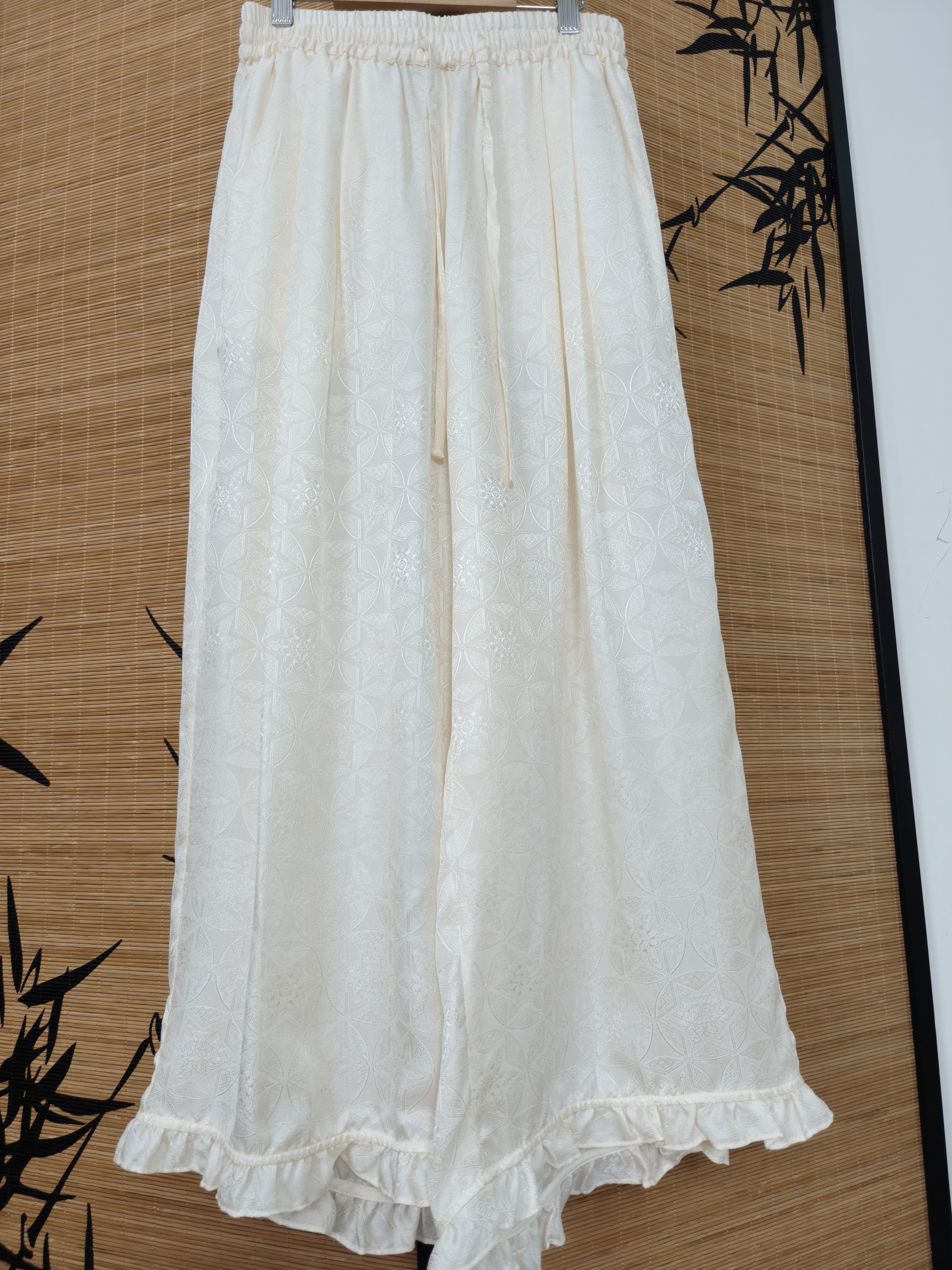 满分桑蚕丝花罗提花花边裤