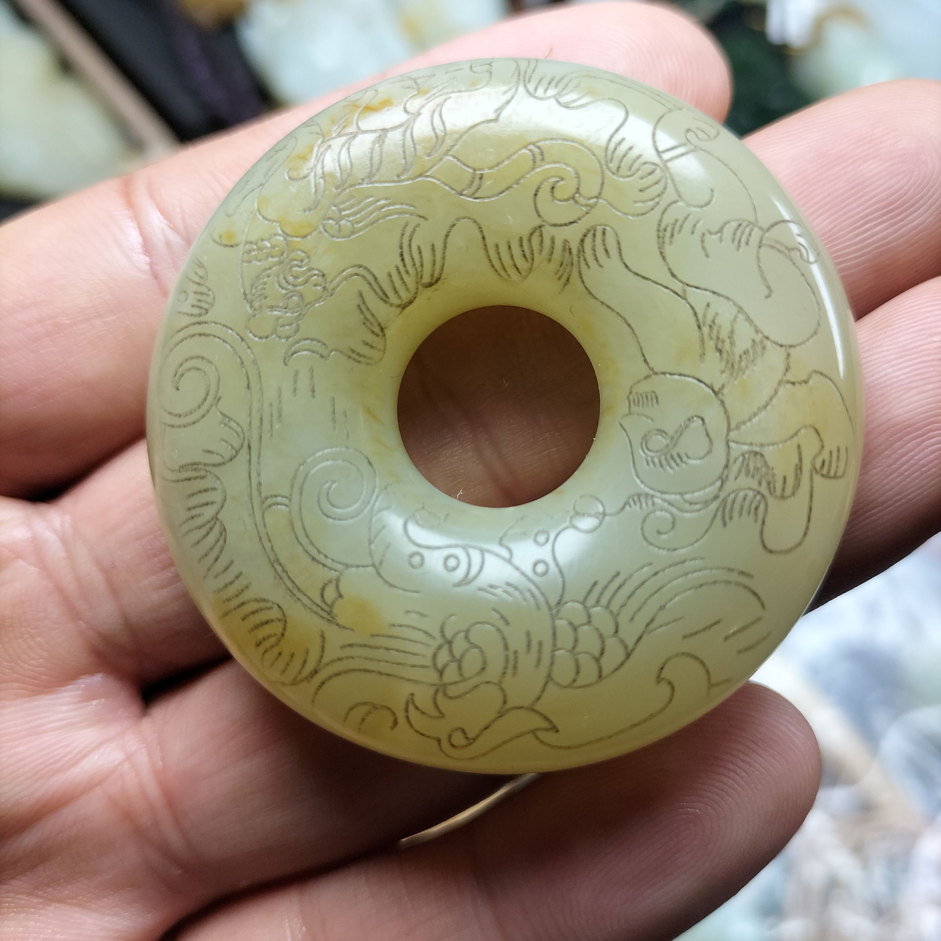 双面手工雕刻貔貅平安扣挂件