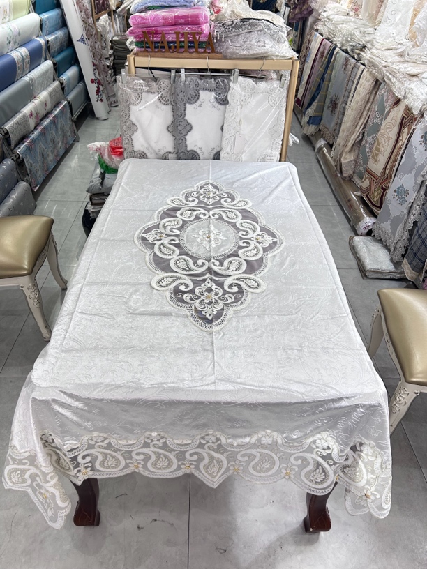 NAJIYA-7白色金丝绒长方形桌布欧式高档长方形茶几餐桌布艺