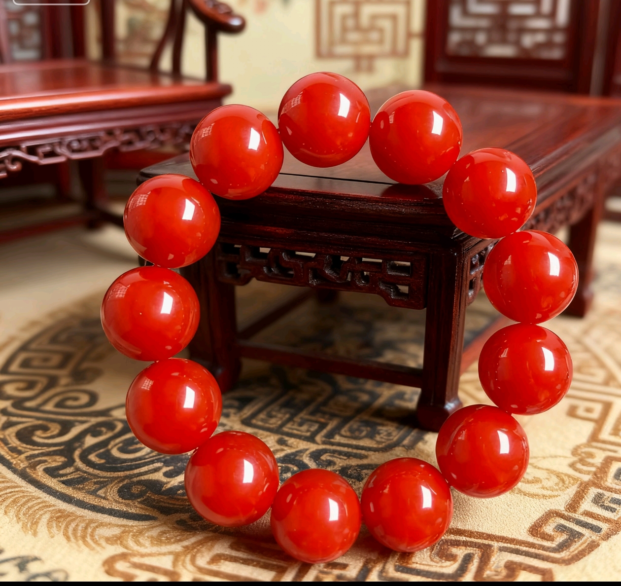 485精品橘红色18mm圆珠手串