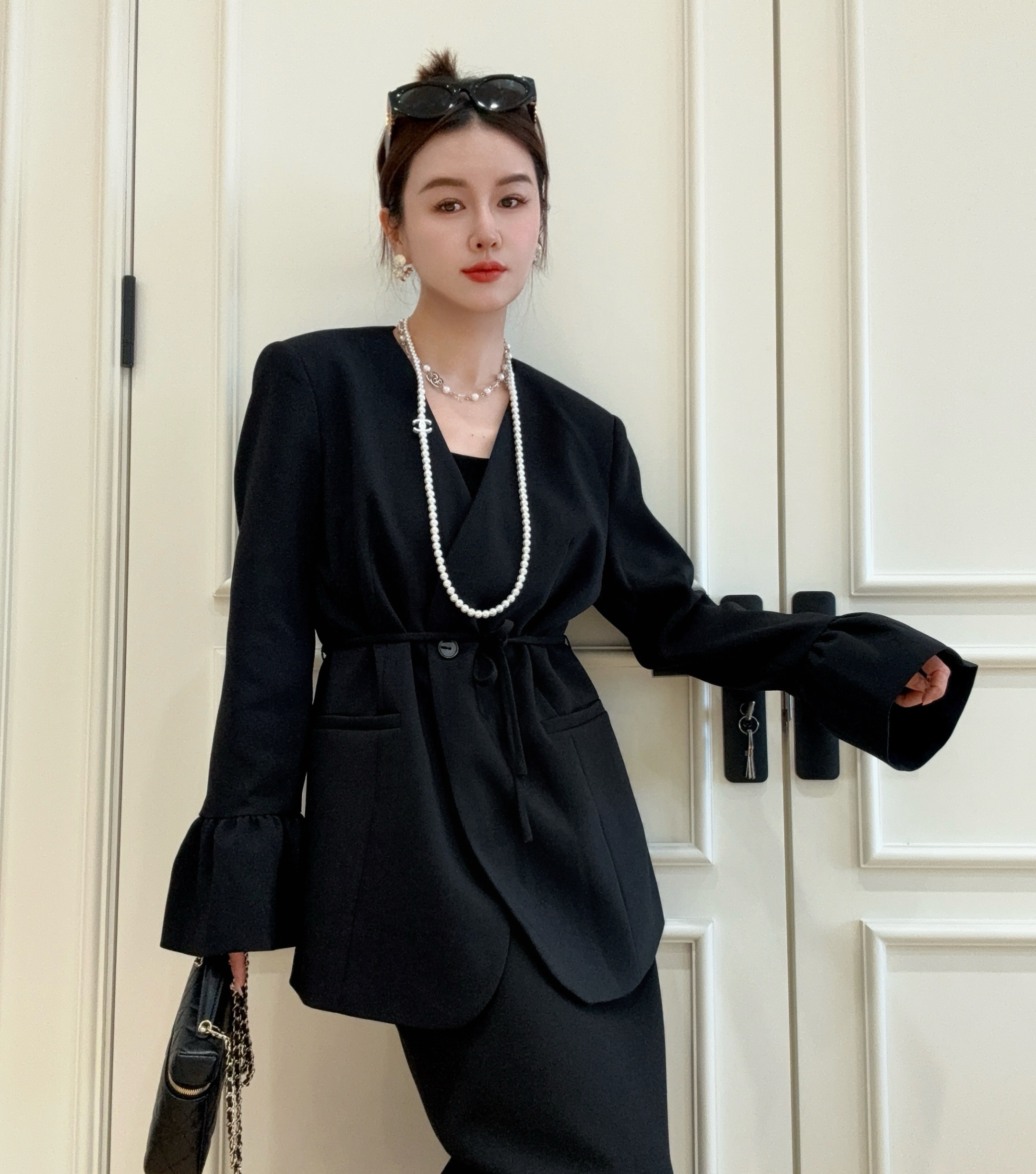 X.R 高端欧货2025春季新款女装时尚V领长袖显瘦百搭西装外套