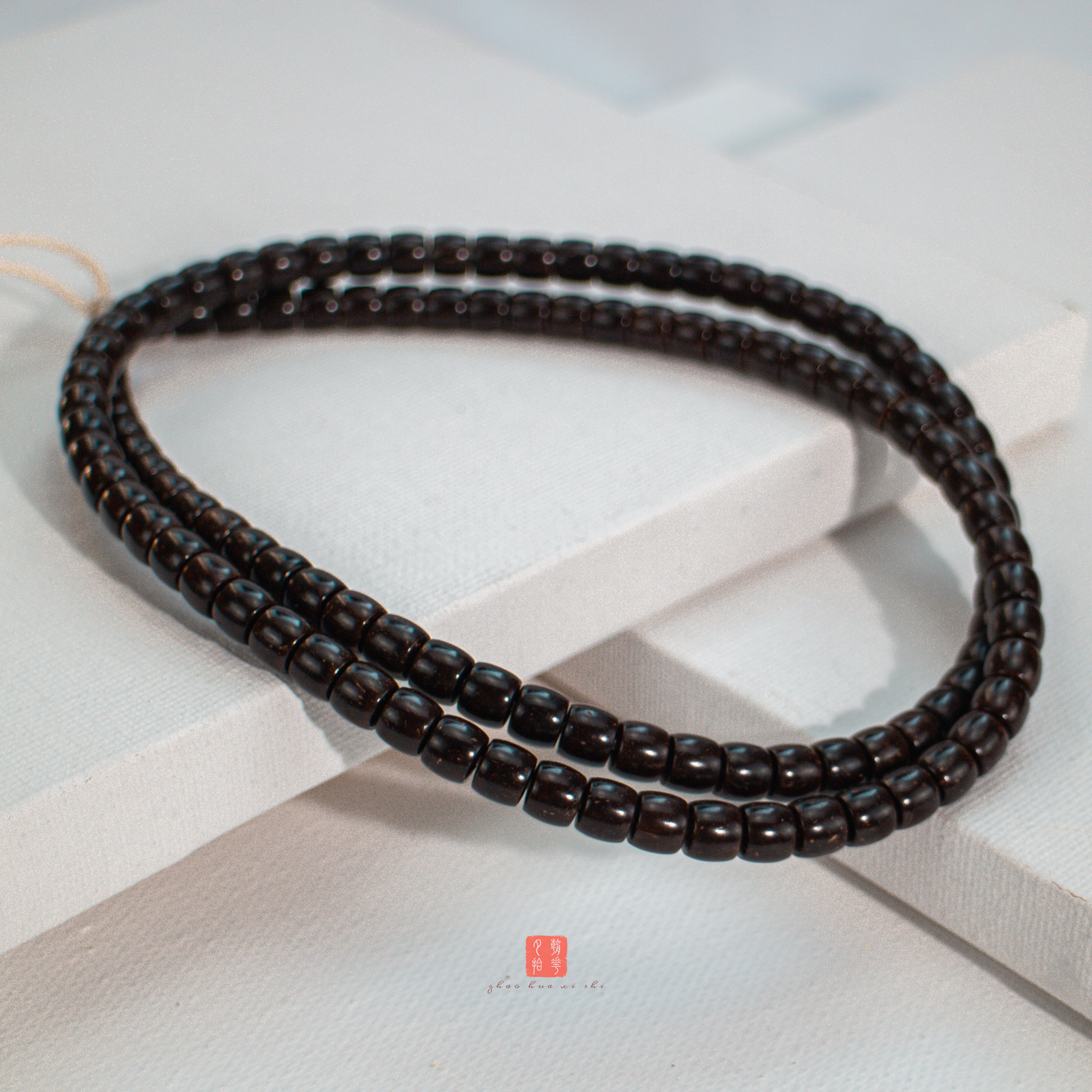 直切108/朝花夕拾出品干磨原生态印尼椰蒂手串8mm*7mm-114颗