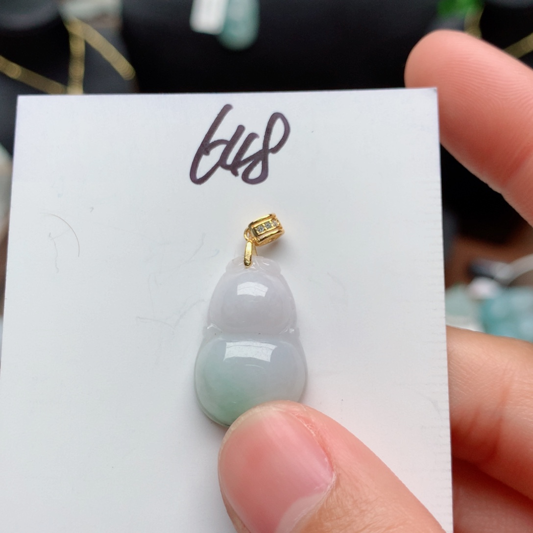 翡翠颈饰银S925镀金镶嵌吊坠