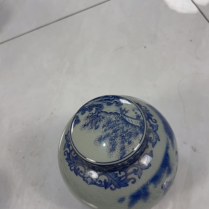 瓷片竹林七贤茶业罐景德镇