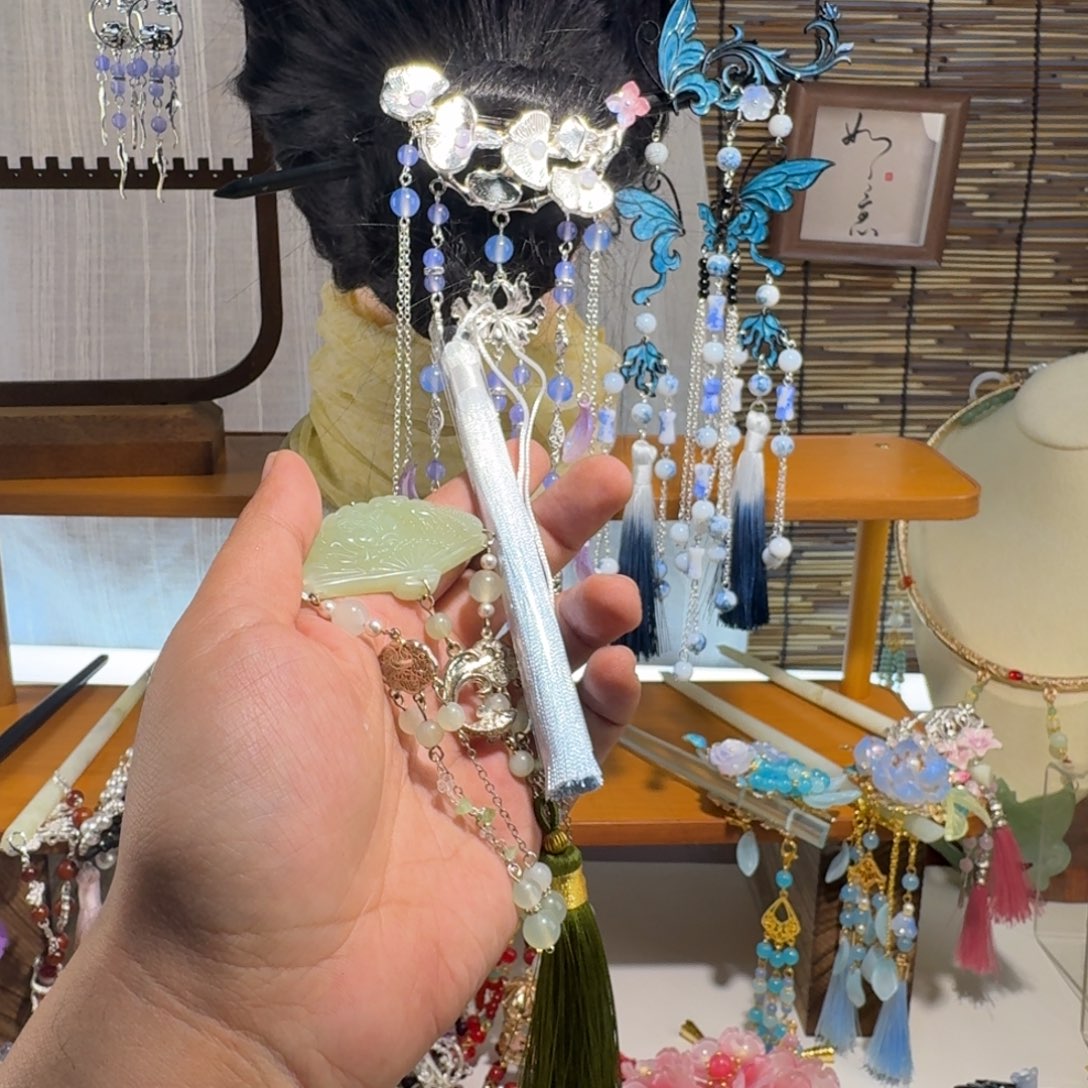 @***冚蛇纹石玉合金发饰