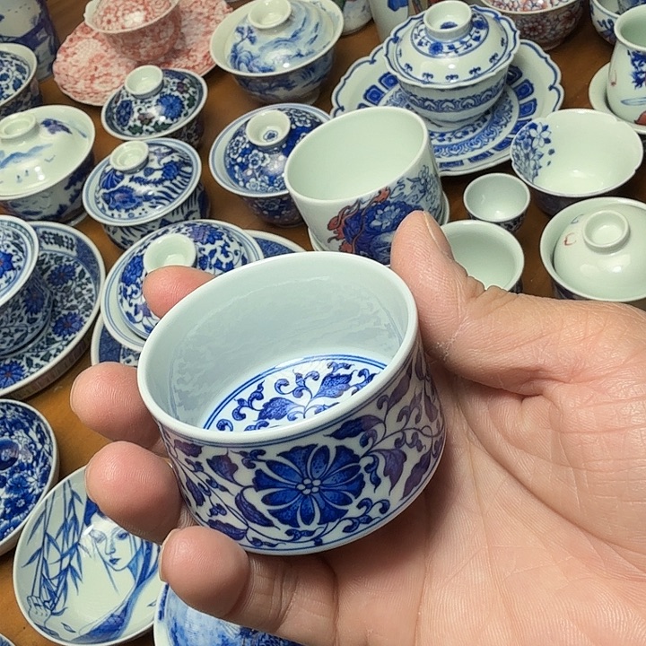 手绘缠枝莲福利款单杯